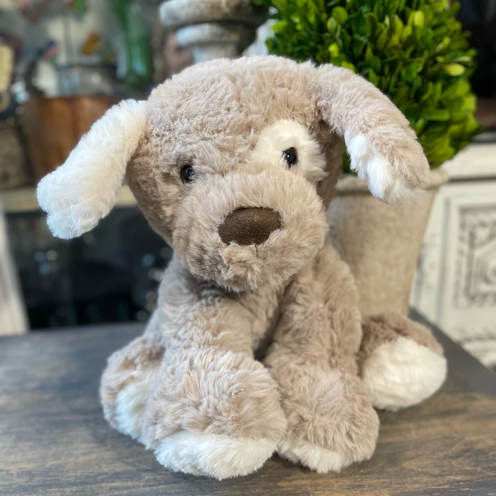 Bearington beige & white soft puppy dog stuffed animal plush